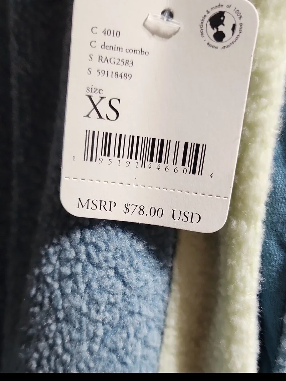 NWT Womens Free People Cozy Blue Fleece Jogger Pants with Cream Stripe